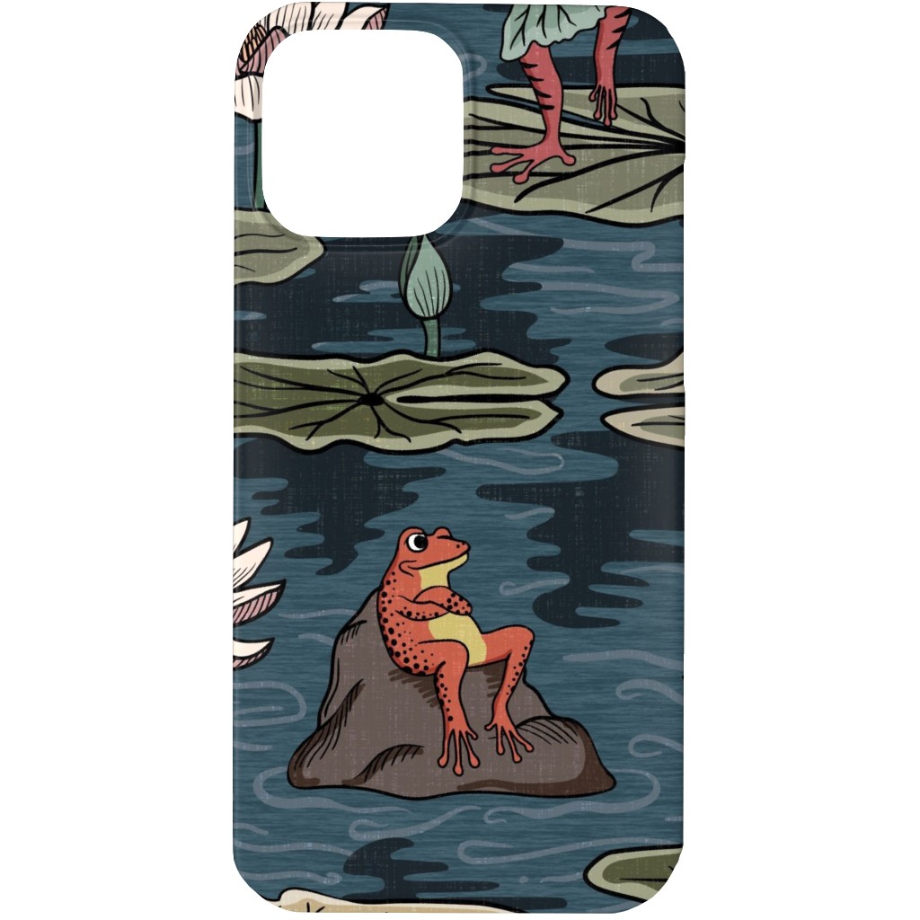 Quirky Frogs Dancing in the Moonlight on Lily Pads Phone Case, Slim Case, Matte, iPhone 13 Pro, Blue