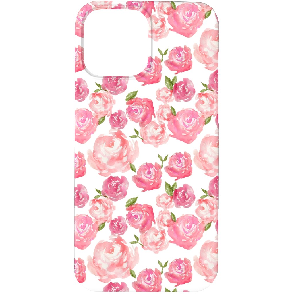 Watercolor Floral - Pink Phone Case, Slim Case, Matte, iPhone 13 Pro, Pink, Bright Pink