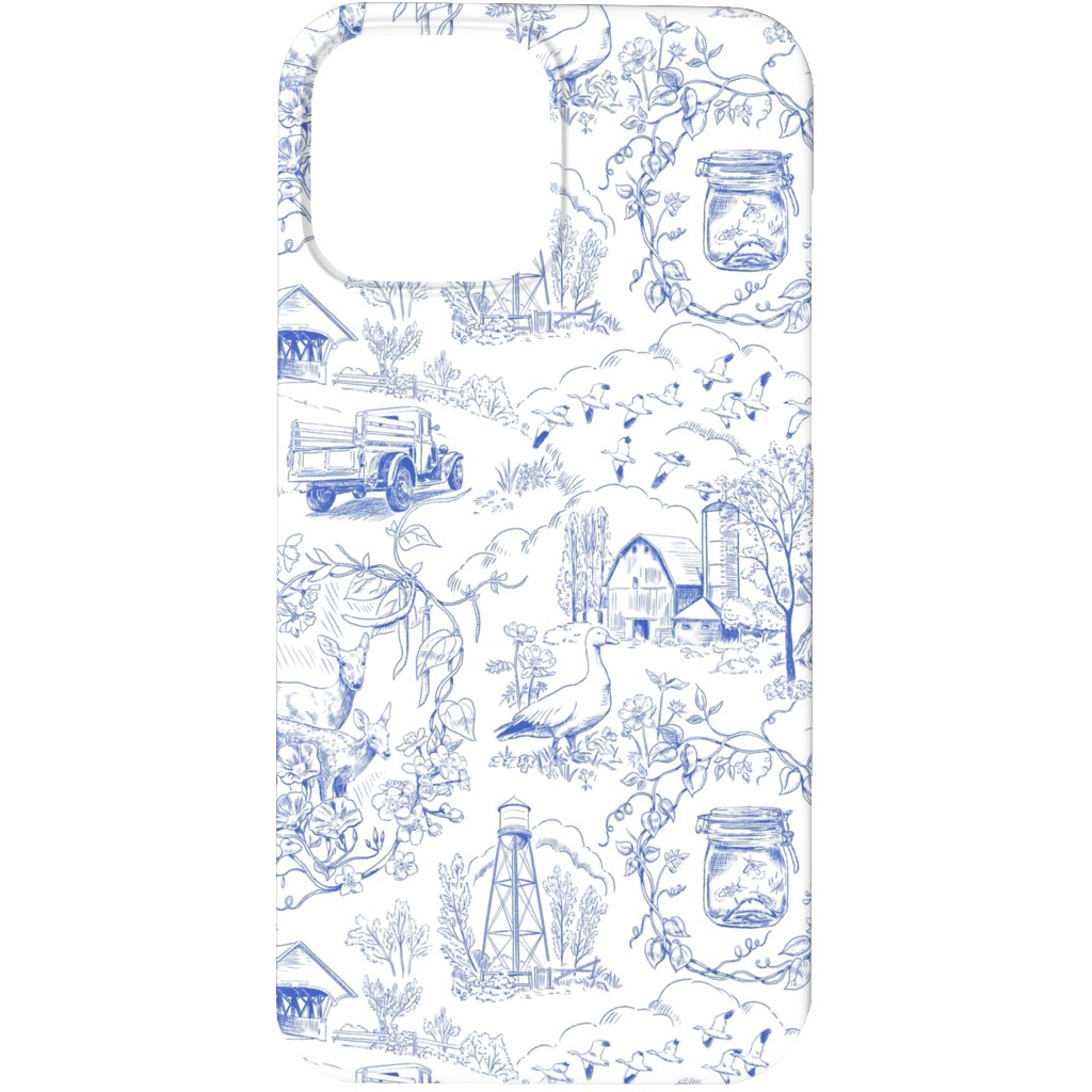 Country Living Toile - Blue Phone Case, Slim Case, Matte, iPhone 13 Pro, Blue