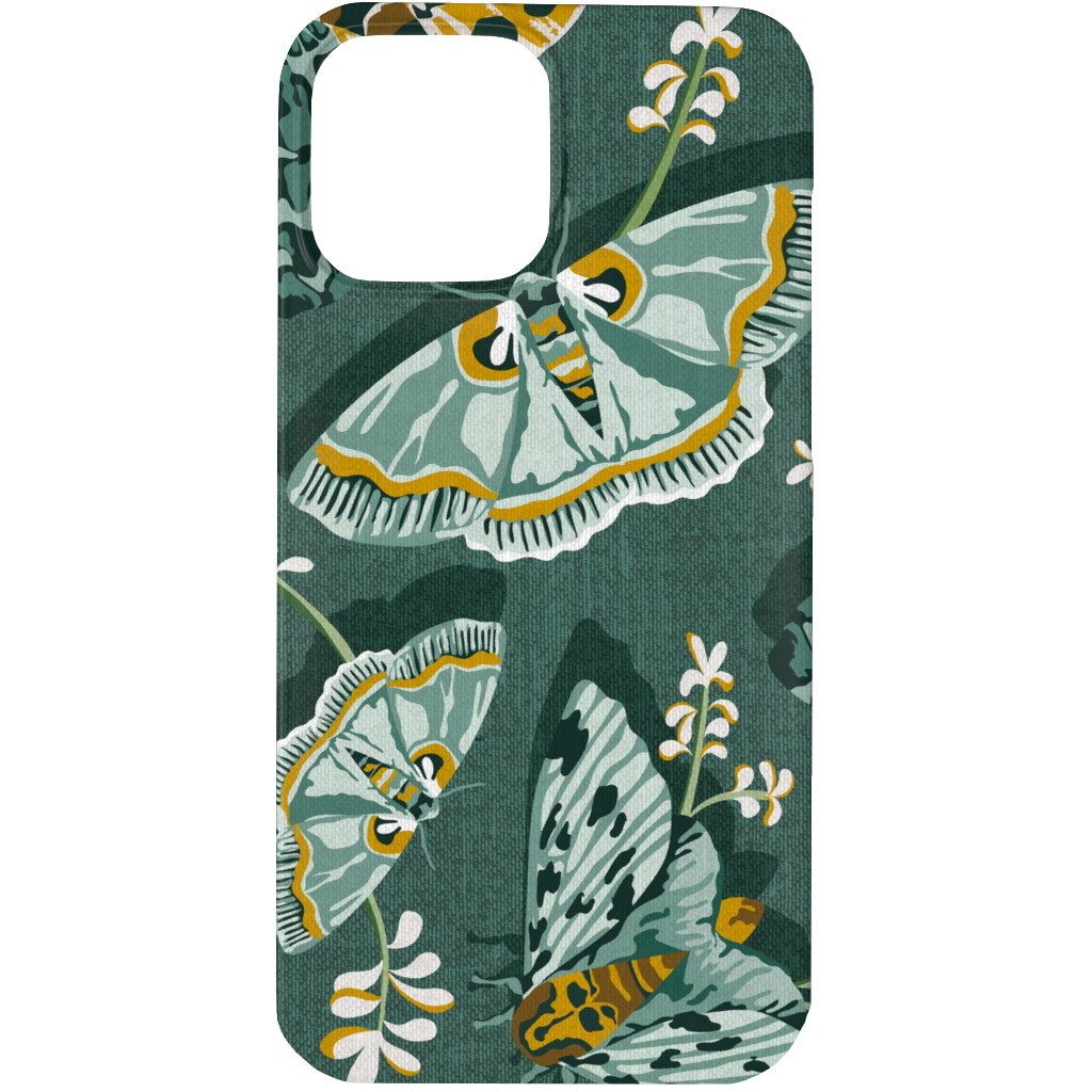Gathering Moths - Green Phone Case, Slim Case, Matte, iPhone 13 Pro, Green