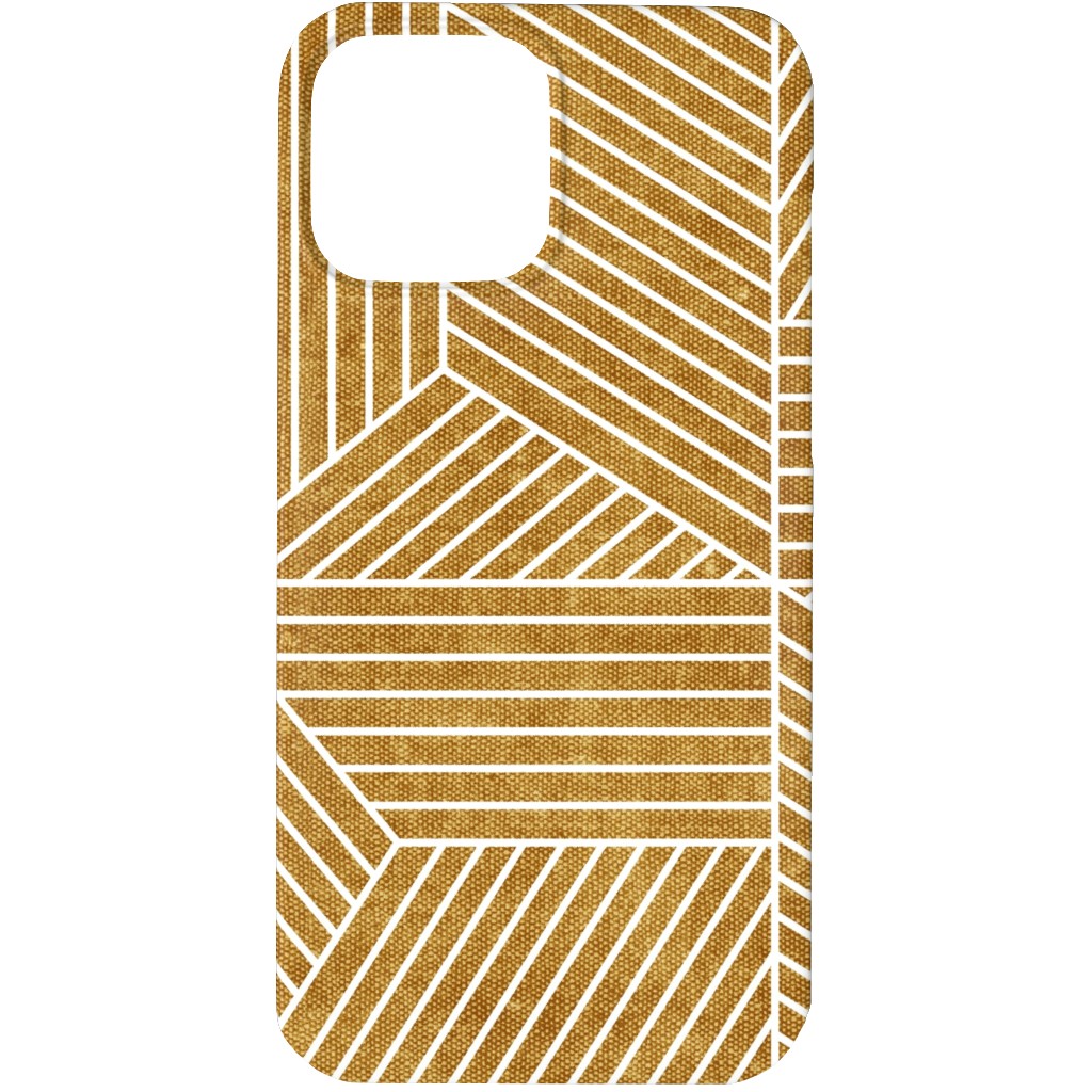 Bohemian Geometric Tiles - Mustard Phone Case, Slim Case, Matte, iPhone 13 Pro, Yellow