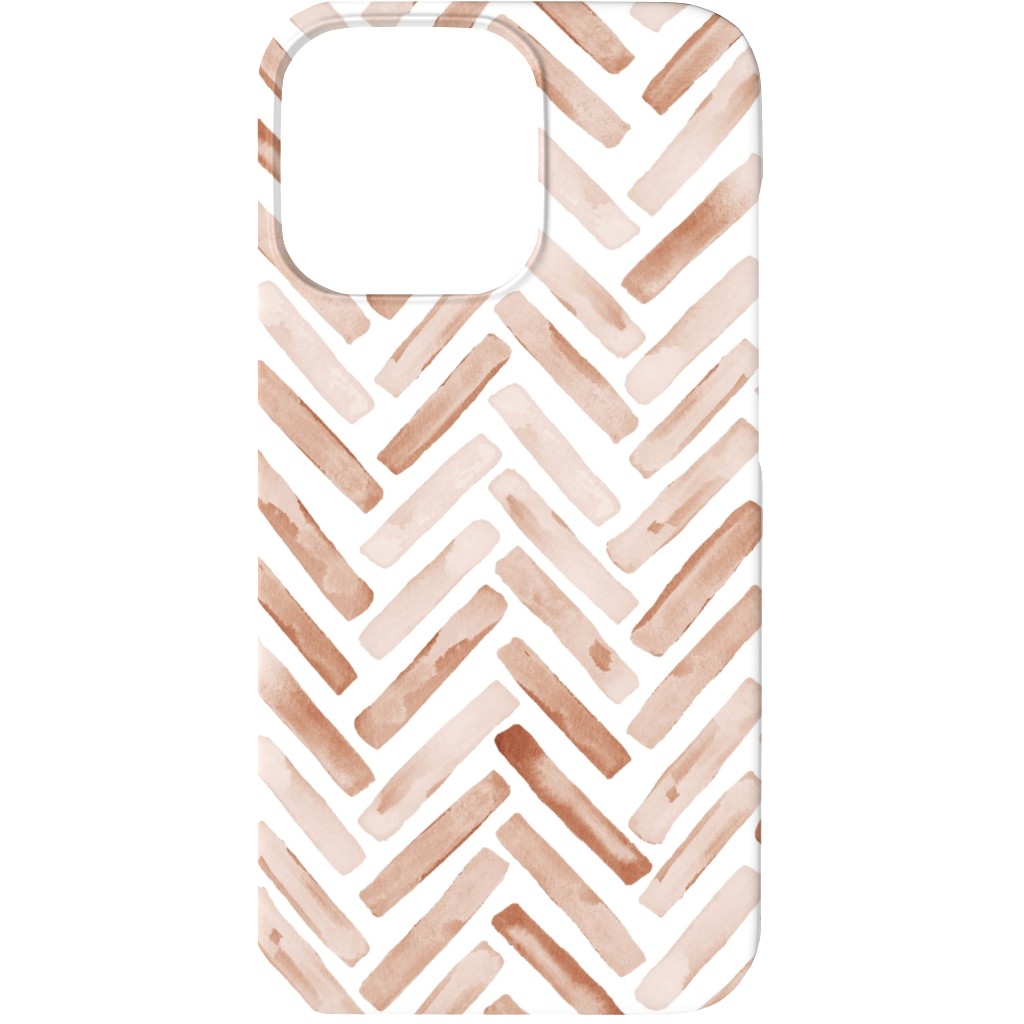 Painted Chevron Herringbone Phone Case, Silicone Liner Case, Matte, iPhone 13, Brown