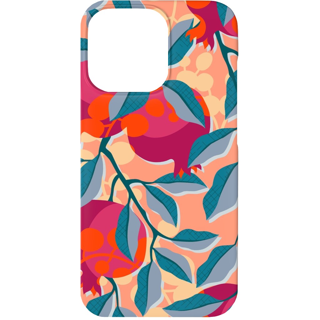 Retro Pomegranate- Pink and Blue Phone Case, Silicone Liner Case, Matte, iPhone 13, Multicolor