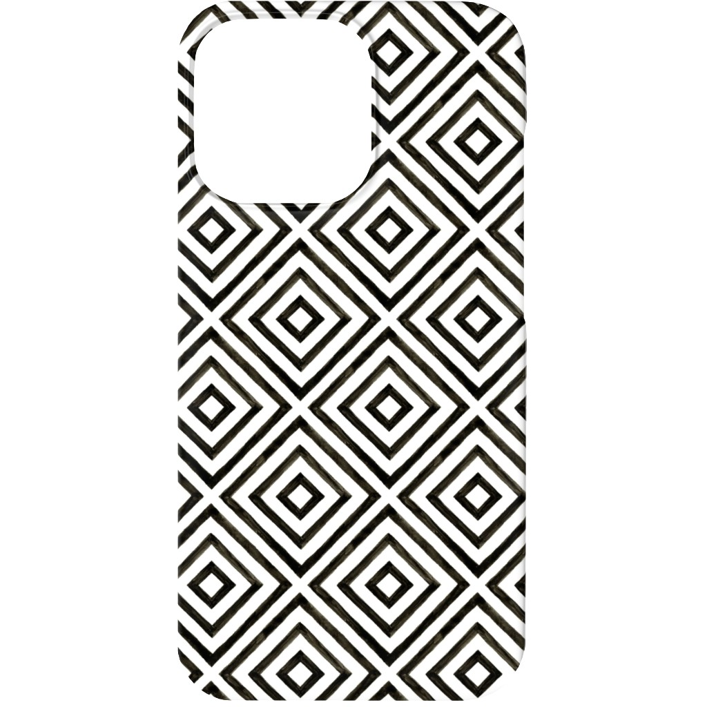 Diamond Pattern - Black and White Phone Case, Silicone Liner Case, Matte, iPhone 13, Black