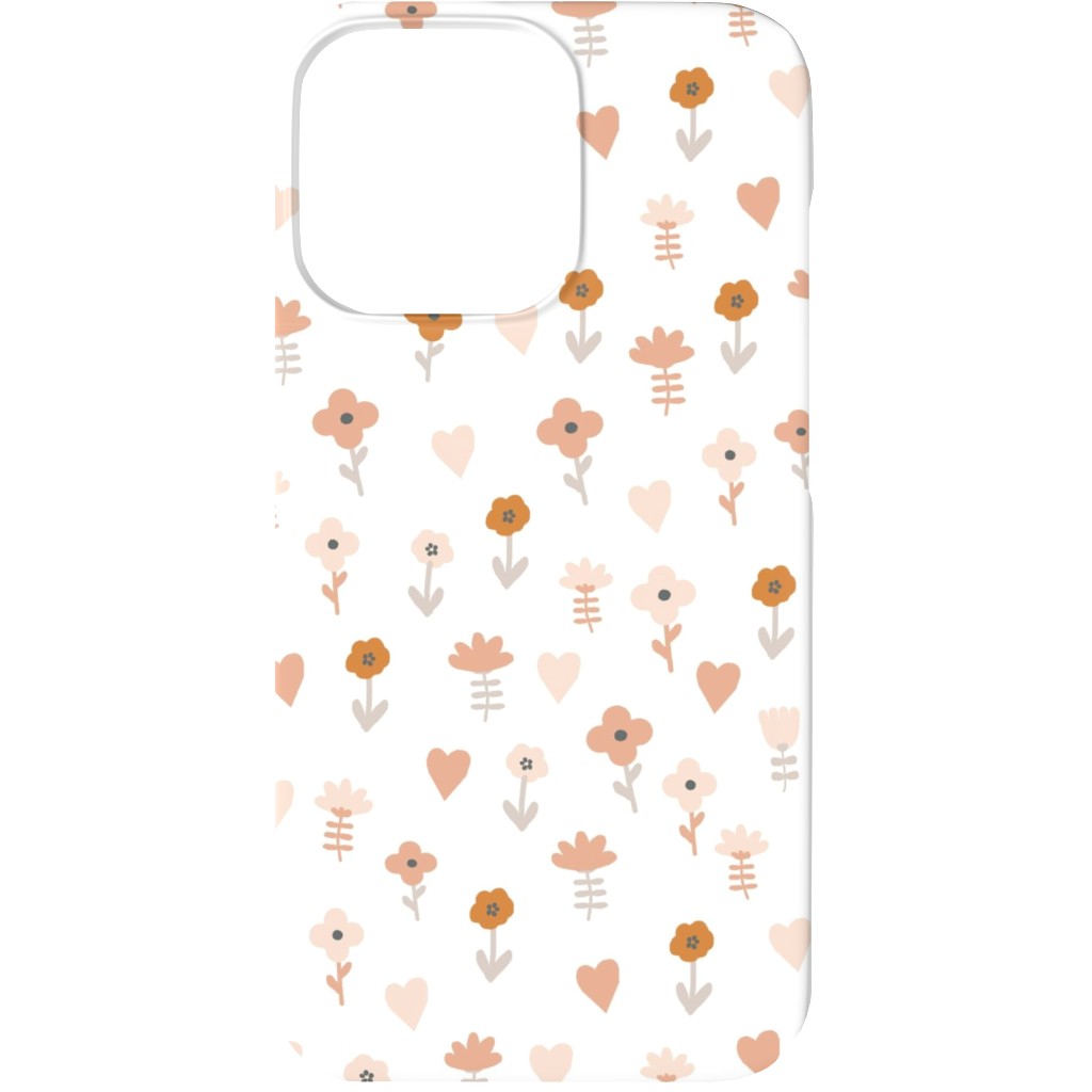 Wild Flowers - Boho - Neutral on White Phone Case, Silicone Liner Case, Matte, iPhone 13, Pink, Bright Pink