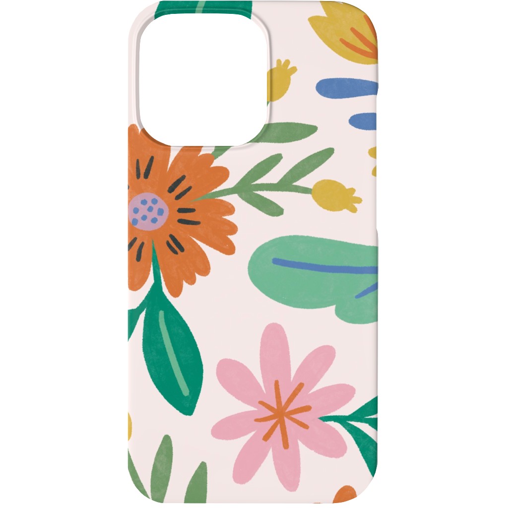 Happy Flowers - Multi on Pink Phone Case, Silicone Liner Case, Matte, iPhone 13, Multicolor