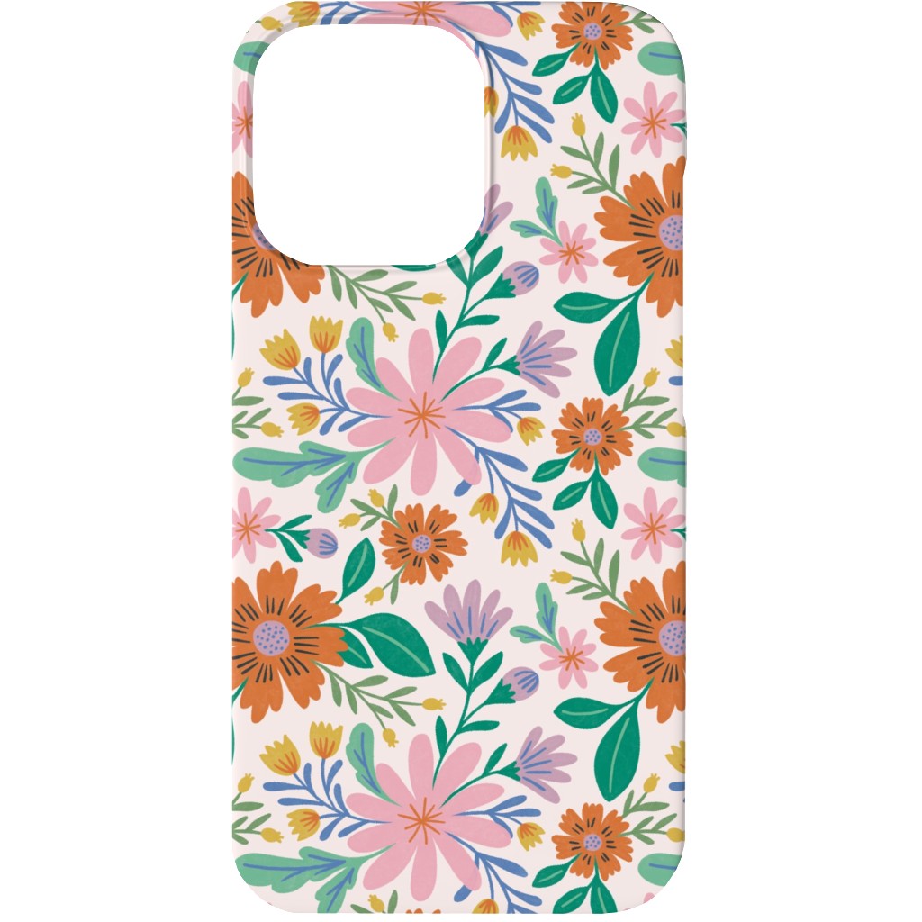 Happy Flowers - Pink Multi Phone Case, Silicone Liner Case, Matte, iPhone 13, Pink