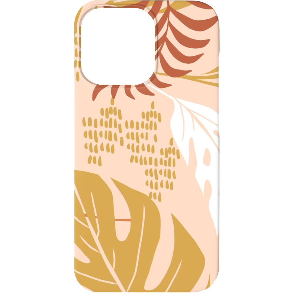 Paradiso - Tropical Palm Fronds - Golden Blush Phone Case, Silicone Liner Case, Matte, iPhone 13, Pink, Bright Pink