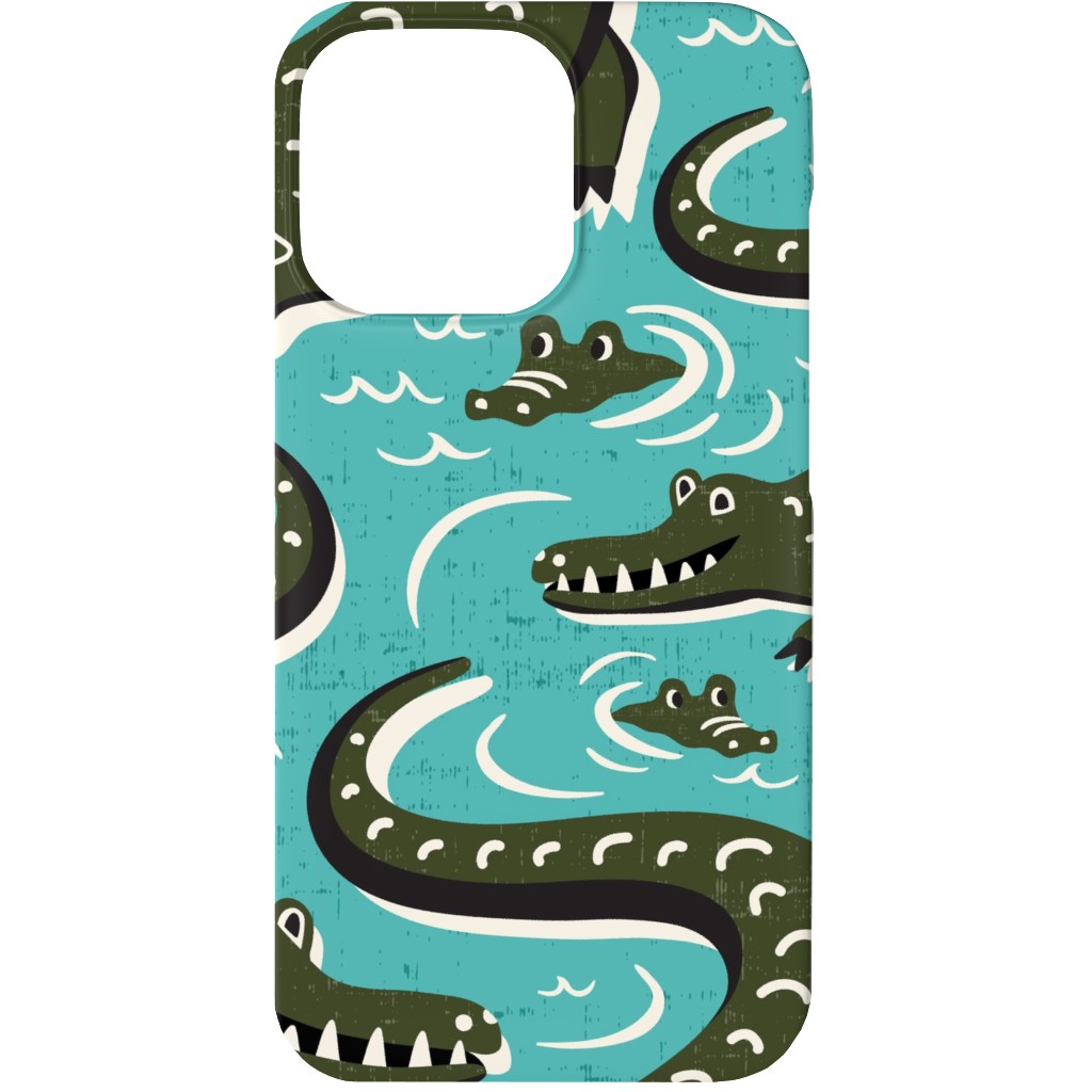 Down in the Bayou - Alligator Aqua Phone Case, Silicone Liner Case, Matte, iPhone 13, Blue, True Blue