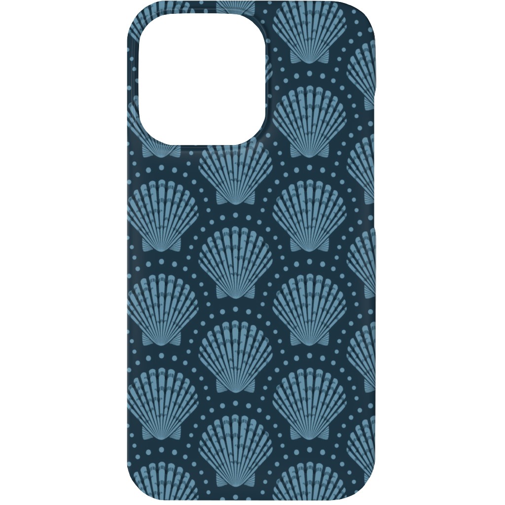 Pretty Scallop Shells - Navy Blue Phone Case, Silicone Liner Case, Matte, iPhone 13, Blue, True Blue