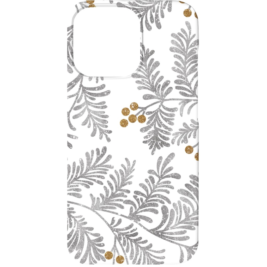 Winter Branches Phone Case, Silicone Liner Case, Matte, iPhone 13, Gray