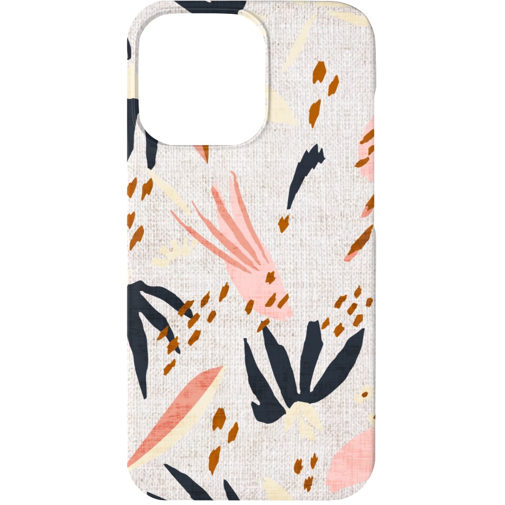 French Linen Floral - Pink Phone Case, Silicone Liner Case, Matte, iPhone 13, Pink