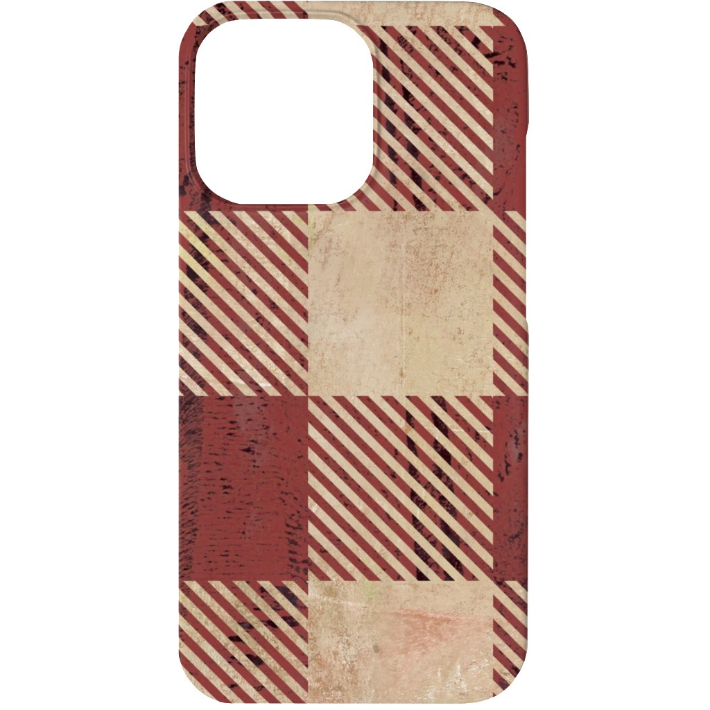 Rustic Buffalo Plaid - Red Phone Case, Silicone Liner Case, Matte, iPhone 13, Red, Red