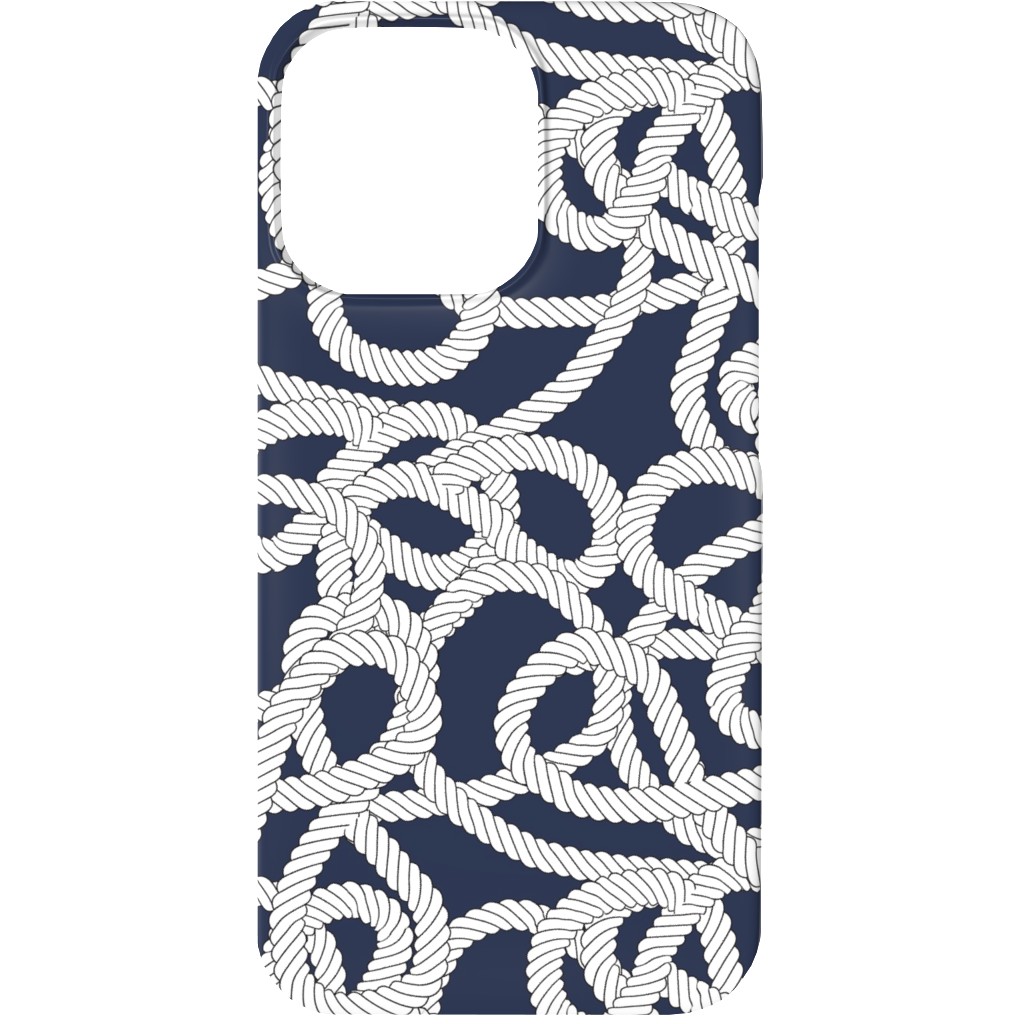 Nautical Rope Knots in Navy Phone Case, Silicone Liner Case, Matte, iPhone 13, Blue
