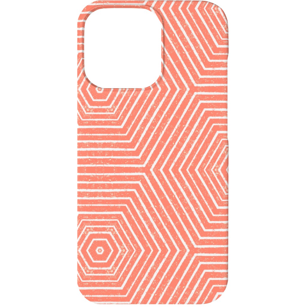 Concentric Hexagons Phone Case, Silicone Liner Case, Matte, iPhone 13, Orange