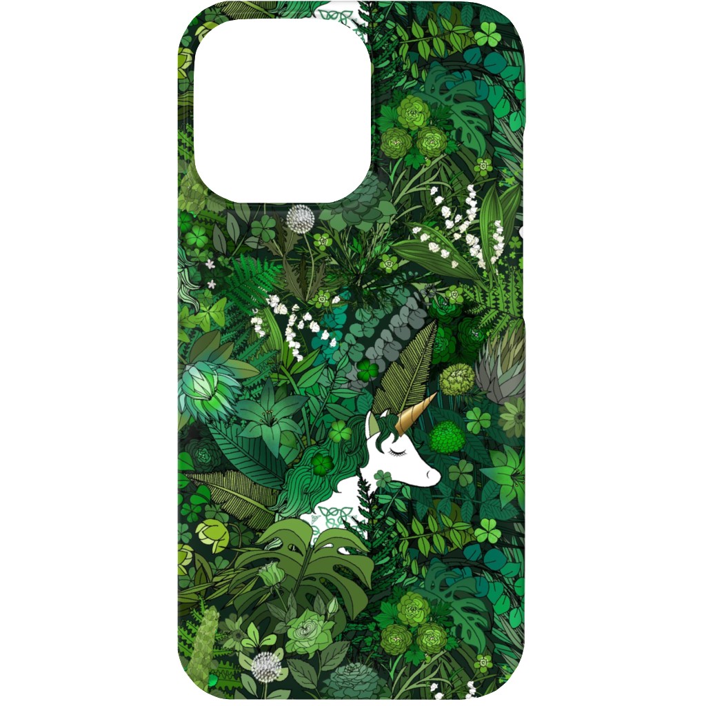 Irish Unicorn in a Green Garden Phone Case, Silicone Liner Case, Matte, iPhone 13, Green, Classic Green