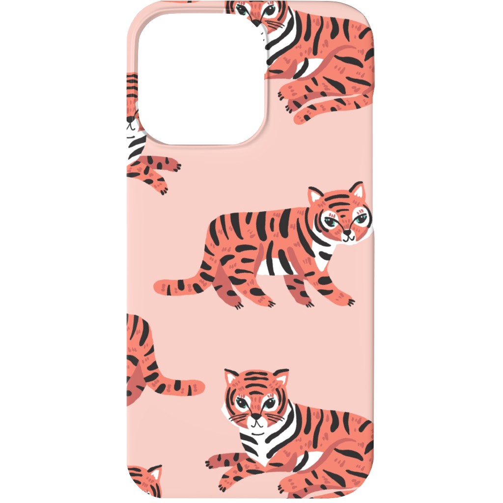 Jungle Tigers - Blush and Coral Phone Case, Silicone Liner Case, Matte, iPhone 13, Pink