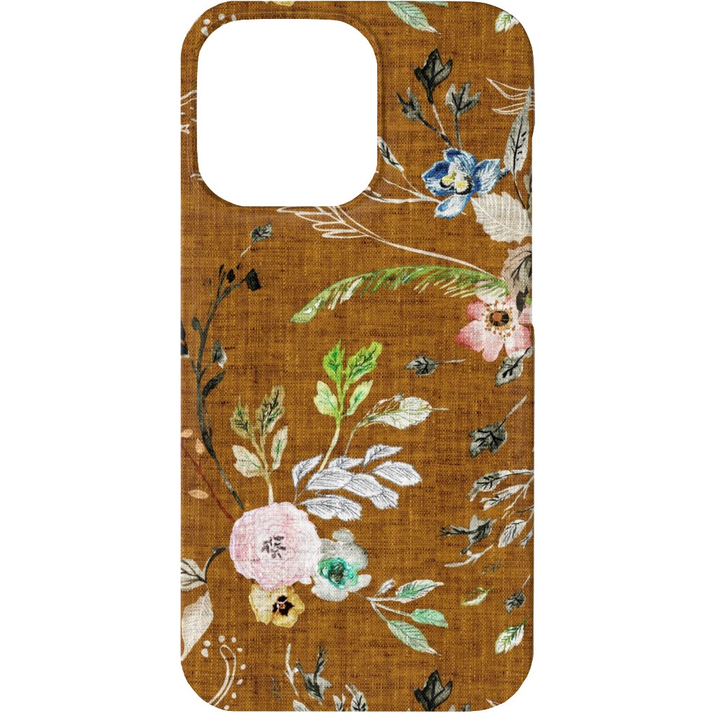 La Boheme Floral - Russet Phone Case, Silicone Liner Case, Matte, iPhone 13, Brown
