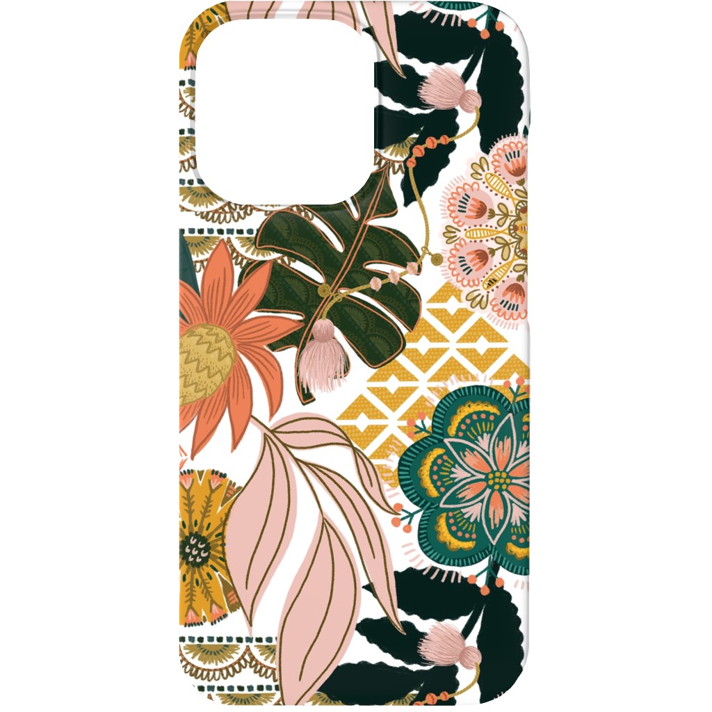 Boho Tropical - Floral - Multi Light Phone Case, Silicone Liner Case, Matte, iPhone 13, Multicolor