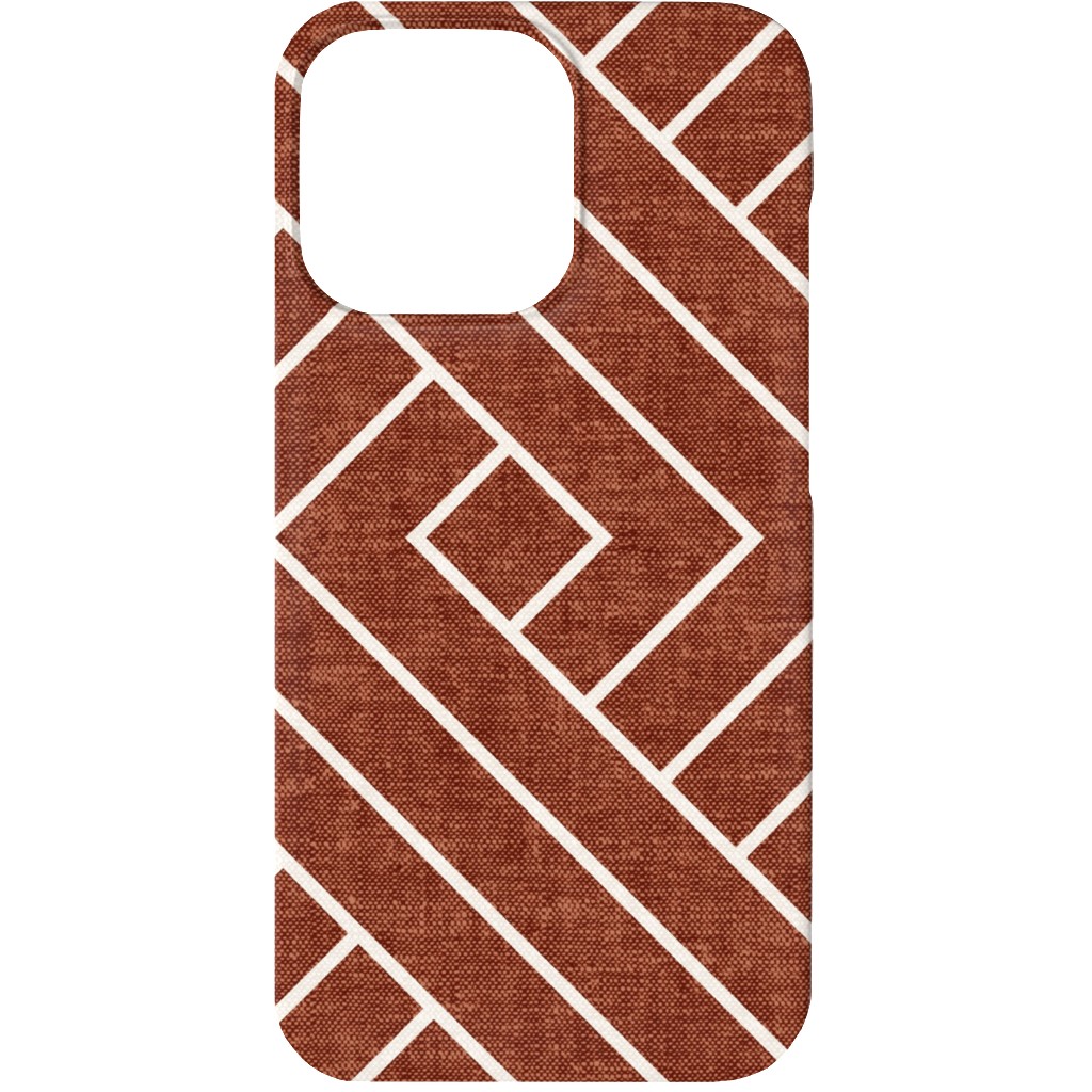 Cadence Geometric Weave - Rust Phone Case, Silicone Liner Case, Matte, iPhone 13, Red
