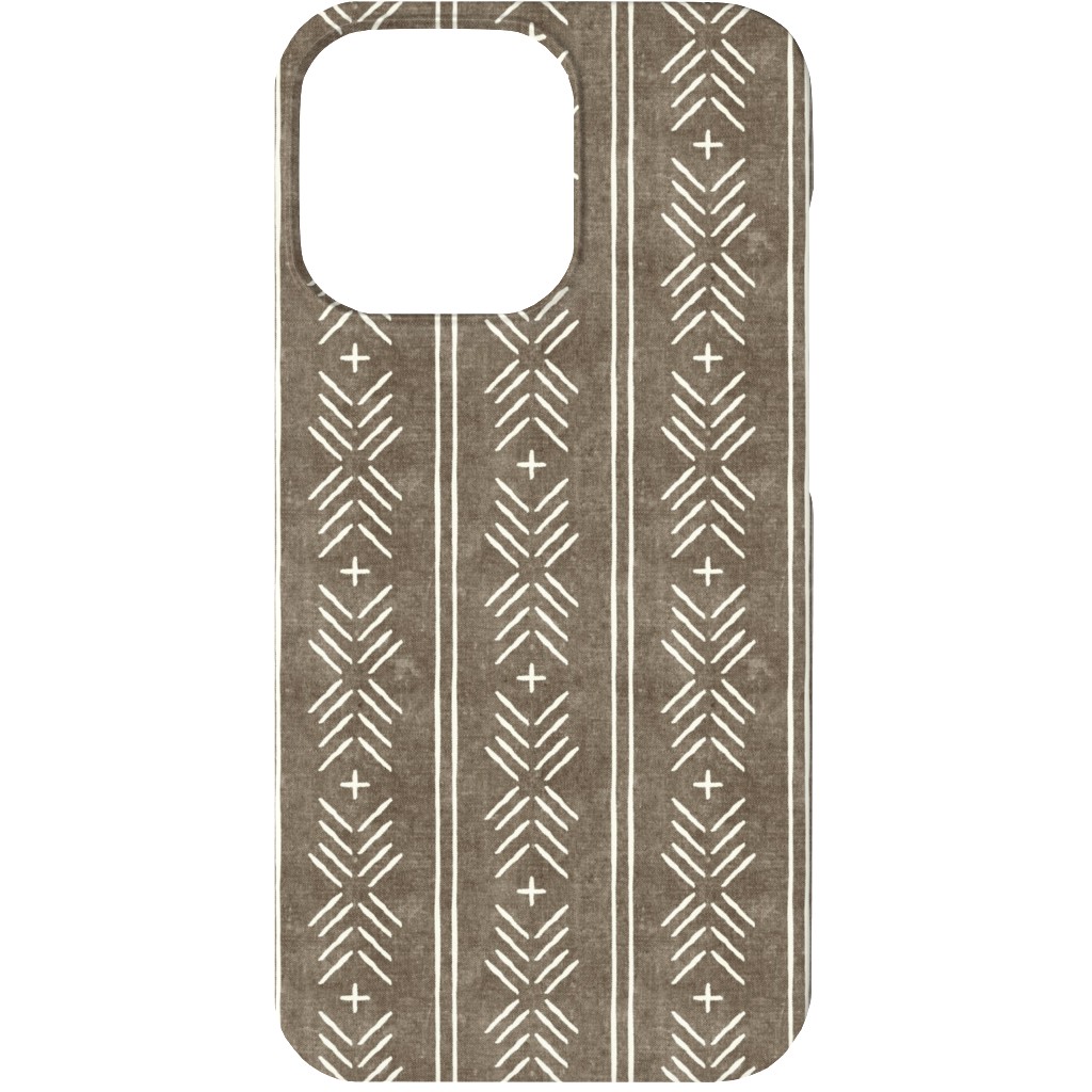 Mudcloth Arrow Stripes - Golden Beige Phone Case, Silicone Liner Case, Matte, iPhone 13, Brown
