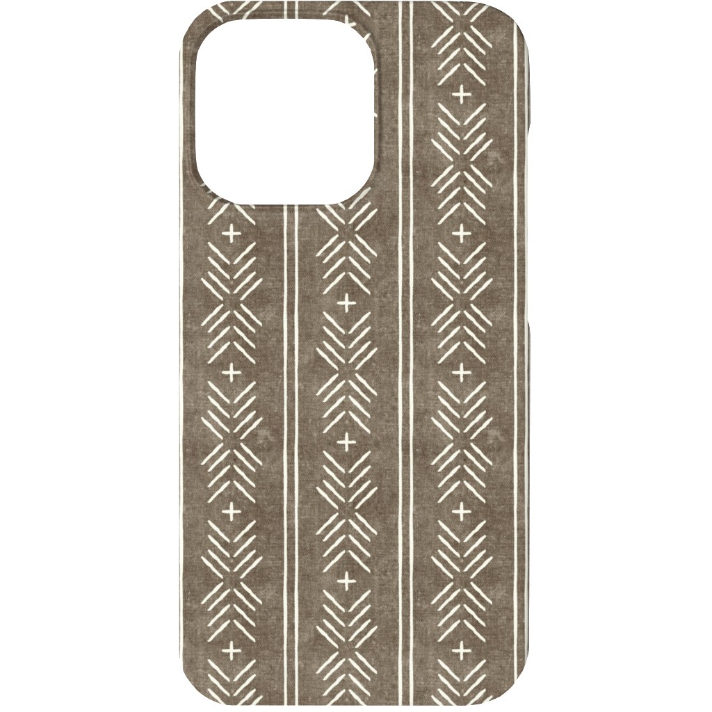 Mudcloth Arrow Stripes - Golden Beige Phone Case, Silicone Liner Case, Matte, iPhone 13, Brown, Brown