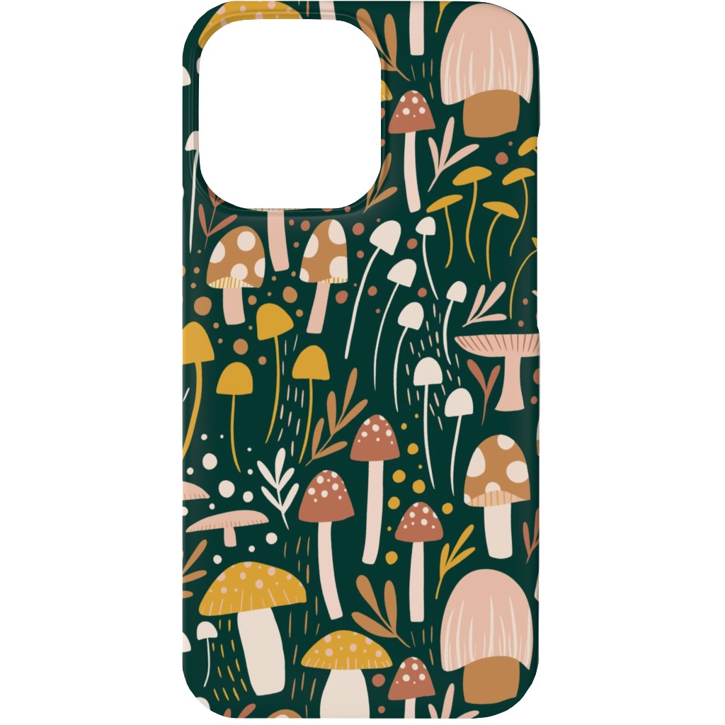 Woodland Mushroom Meadow - Green Phone Case, Slim Case, Matte, iPhone 13, Green