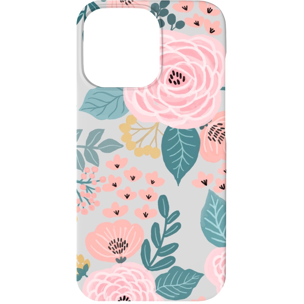 June Botanicals - Gray Phone Case, Slim Case, Matte, iPhone 13, Pink