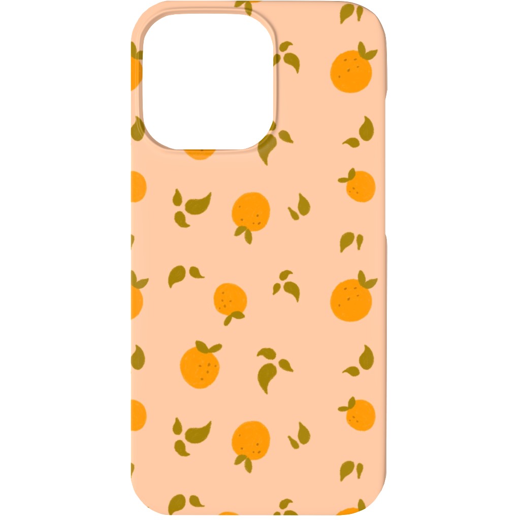 Oranges & Leaves on Peach Phone Case, Slim Case, Matte, iPhone 13, Orange