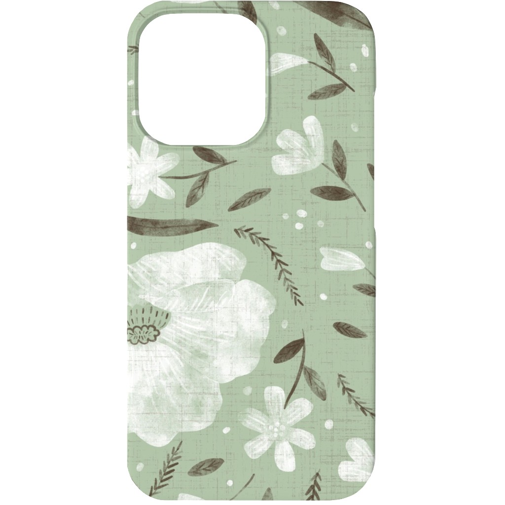 Charlotte Floral - Sage Phone Case, Slim Case, Matte, iPhone 13, Green