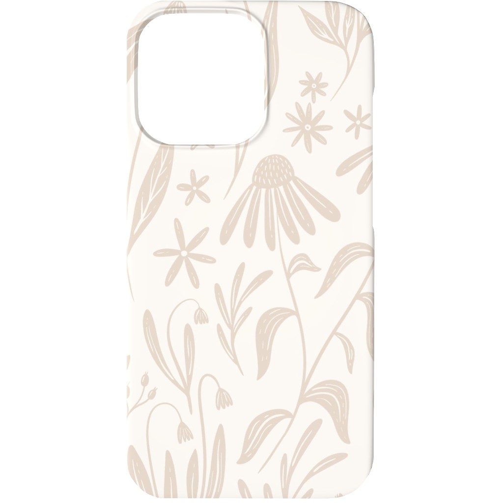 Wildflowers - Tan and Cream Phone Case, Slim Case, Matte, iPhone 13, Beige