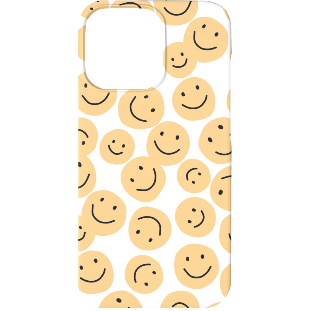 Happy Smiley Faces - Yellow Phone Case, Slim Case, Matte, iPhone 13, Yellow, Classic Yellow