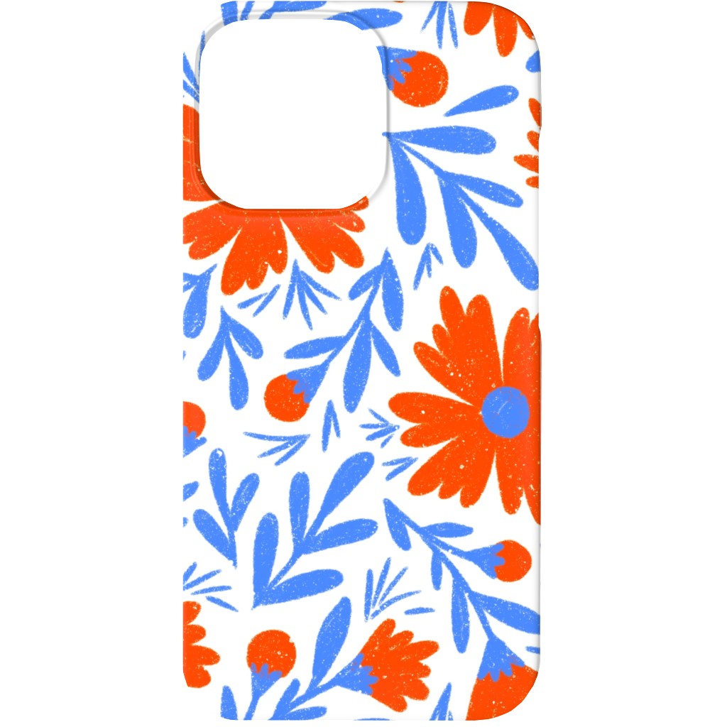 Floral Drop - Red and Blue Phone Case, Slim Case, Matte, iPhone 13, Blue