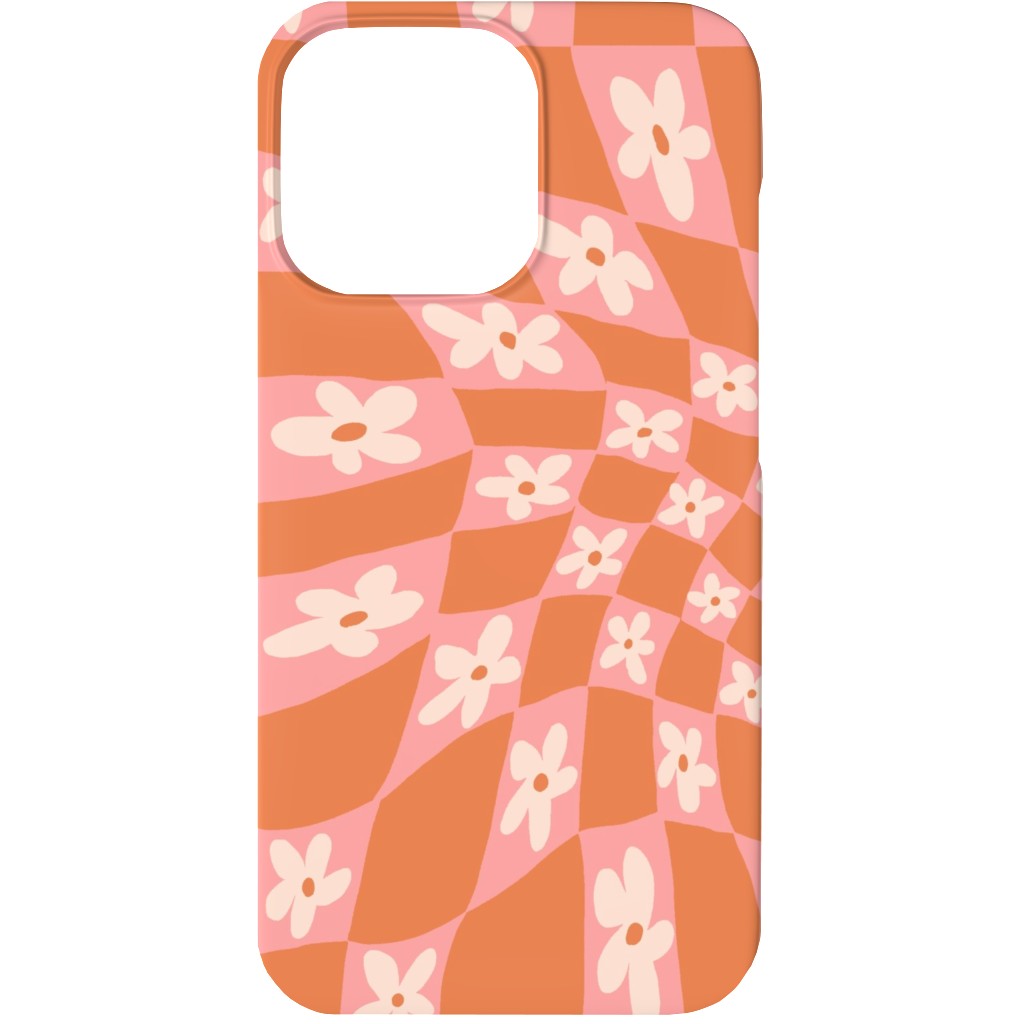 Trippy Chamomile - Floral - Orange and Pink Phone Case, Slim Case, Matte, iPhone 13, Orange