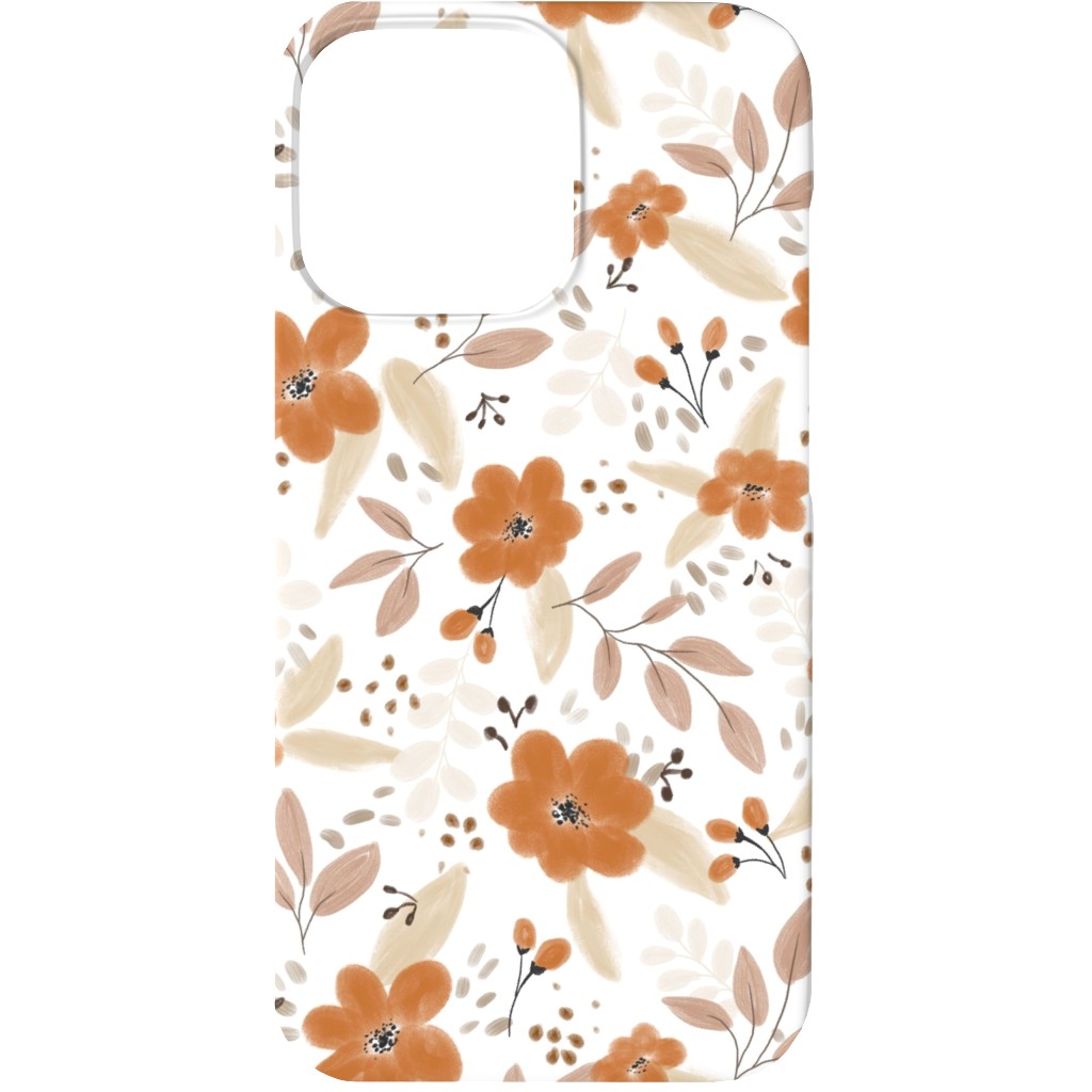 Florals in Fall Phone Case, Slim Case, Matte, iPhone 13, Orange, Antique White