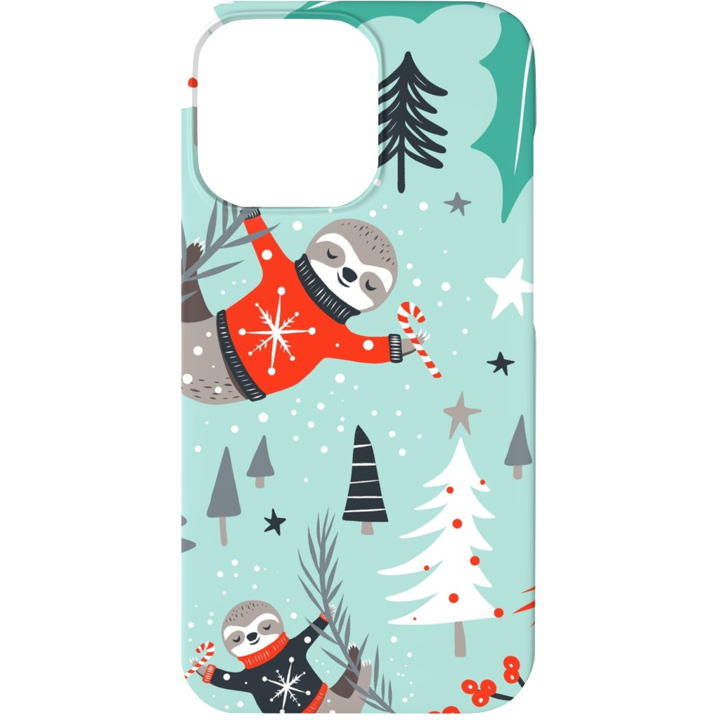 Slothy Holidays Phone Case, Slim Case, Matte, iPhone 13, Multicolor