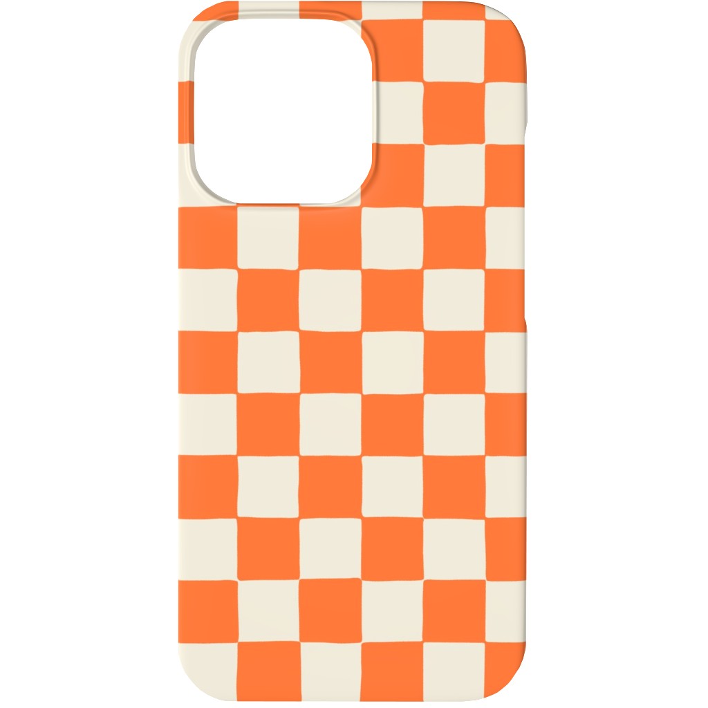 Retro Checkerboard - Bright Orange Phone Case, Slim Case, Matte, iPhone 13, Orange