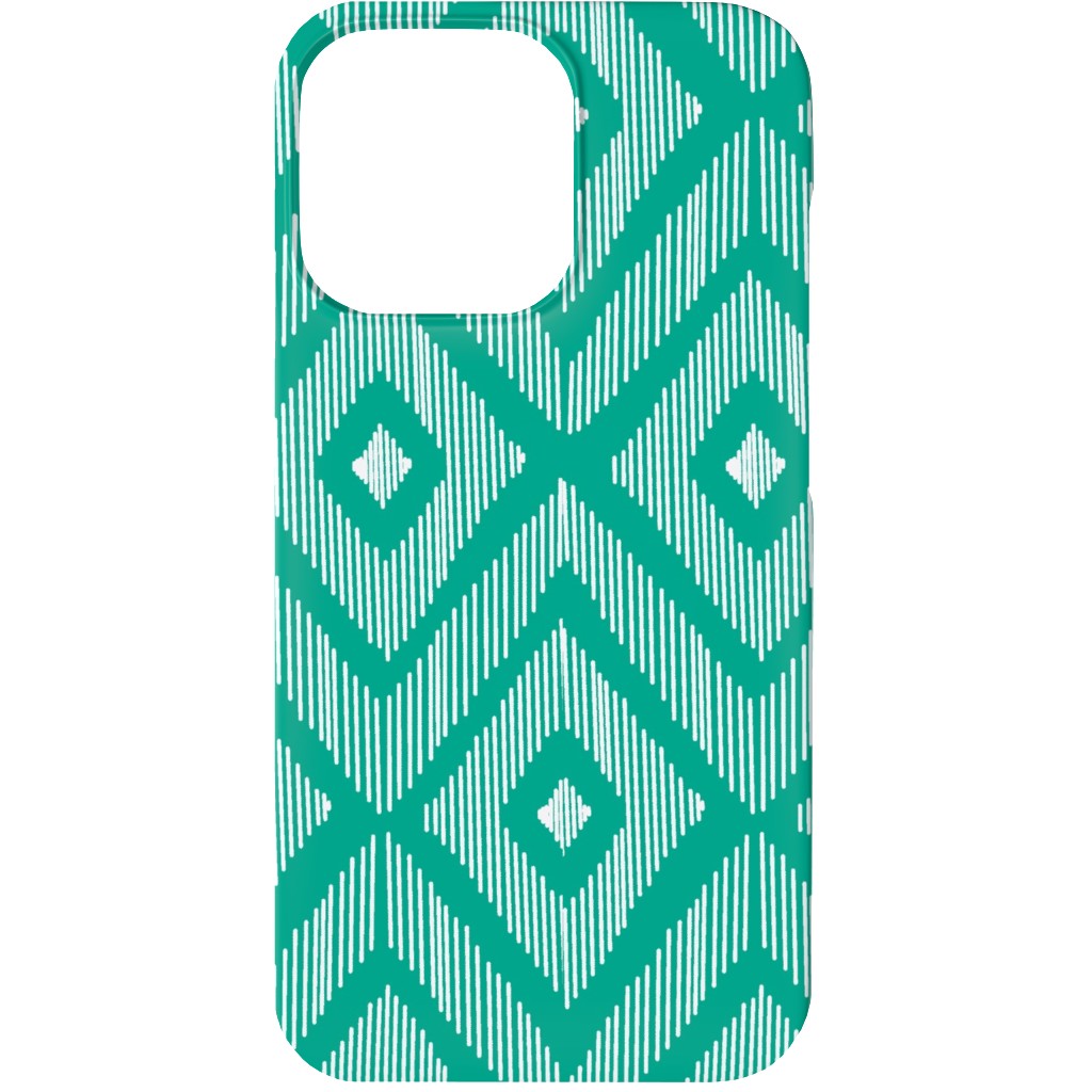 Ikat Phone Case, Slim Case, Matte, iPhone 13, Green, Tidal Wave