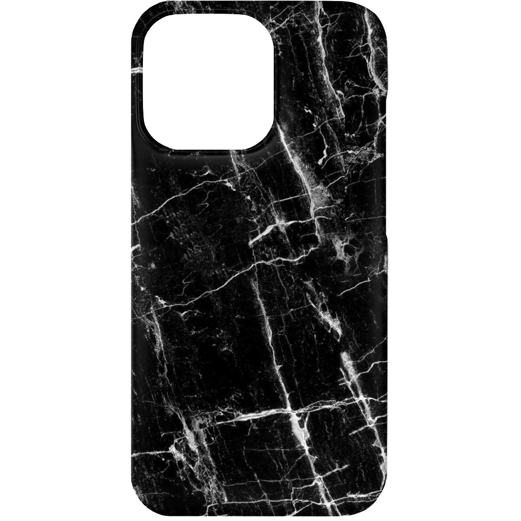Cracked Black Marble Phone Case, Slim Case, Matte, iPhone 13, Black, Black