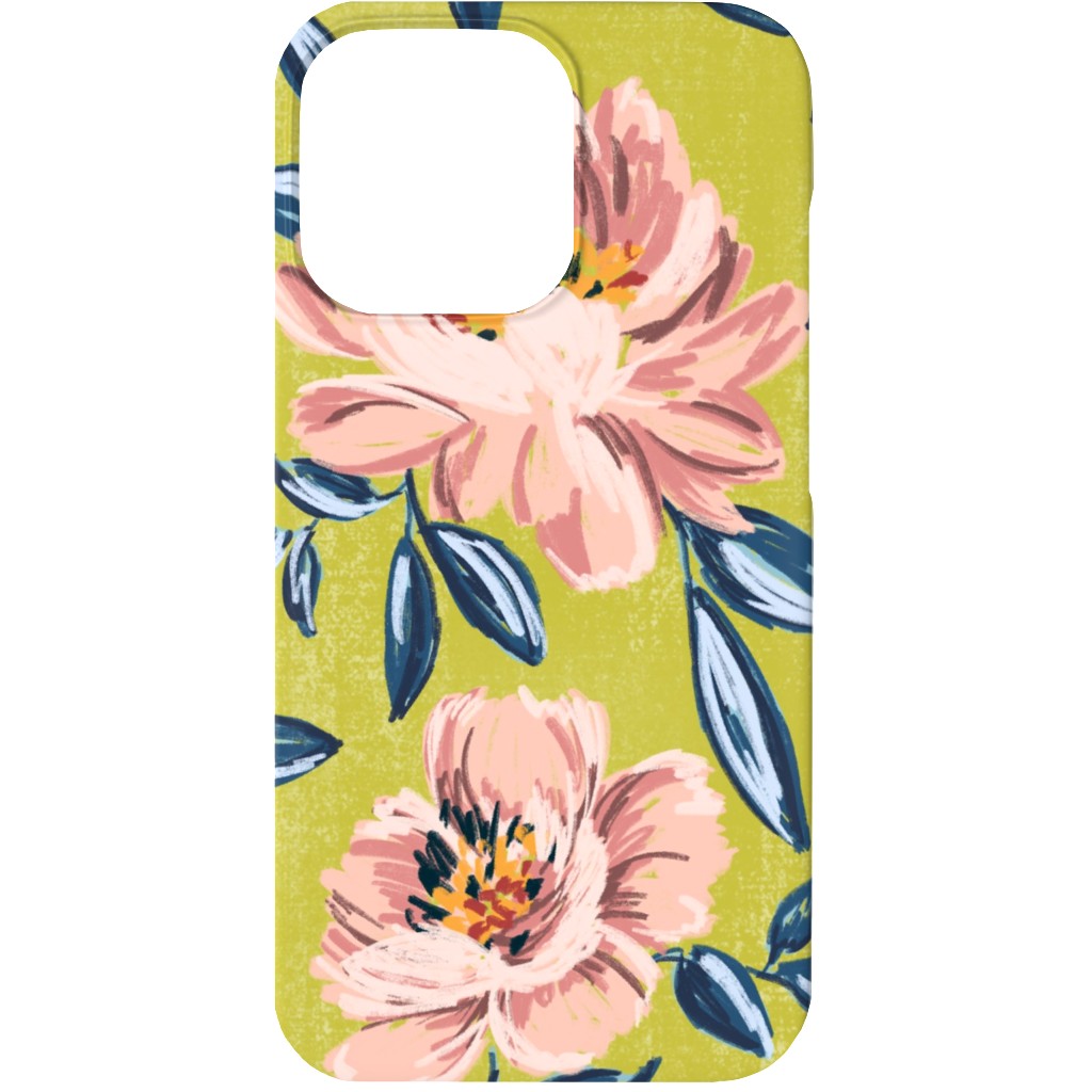Pink Peonies Phone Case, Slim Case, Matte, iPhone 13, Green, Classic Green