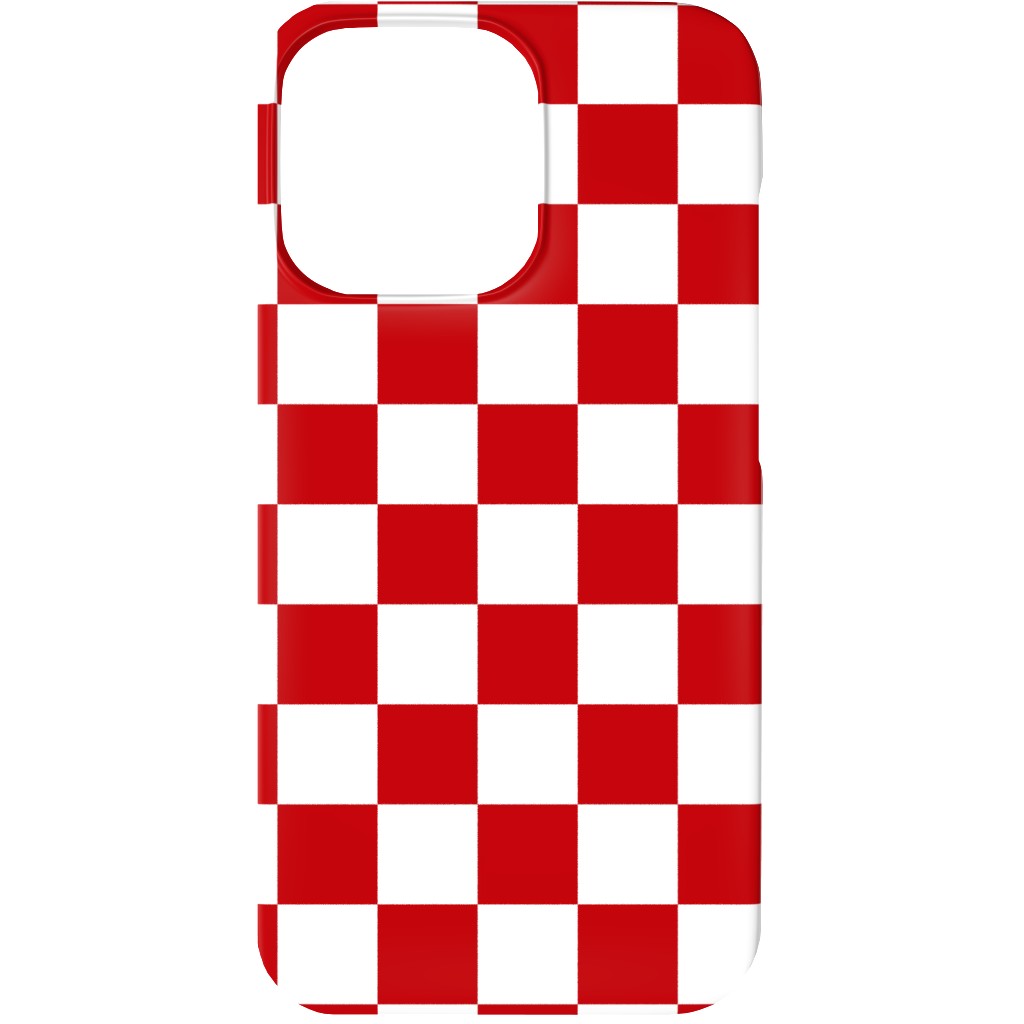 Checkerboard - Red and White Phone Case, Slim Case, Matte, iPhone 13, Red, Red