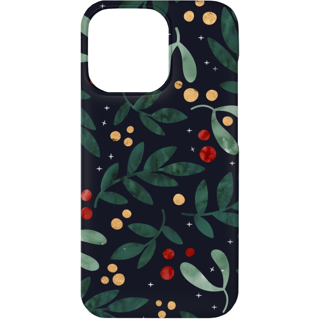 Christmas Berries - Dark Phone Case, Slim Case, Matte, iPhone 13, Green