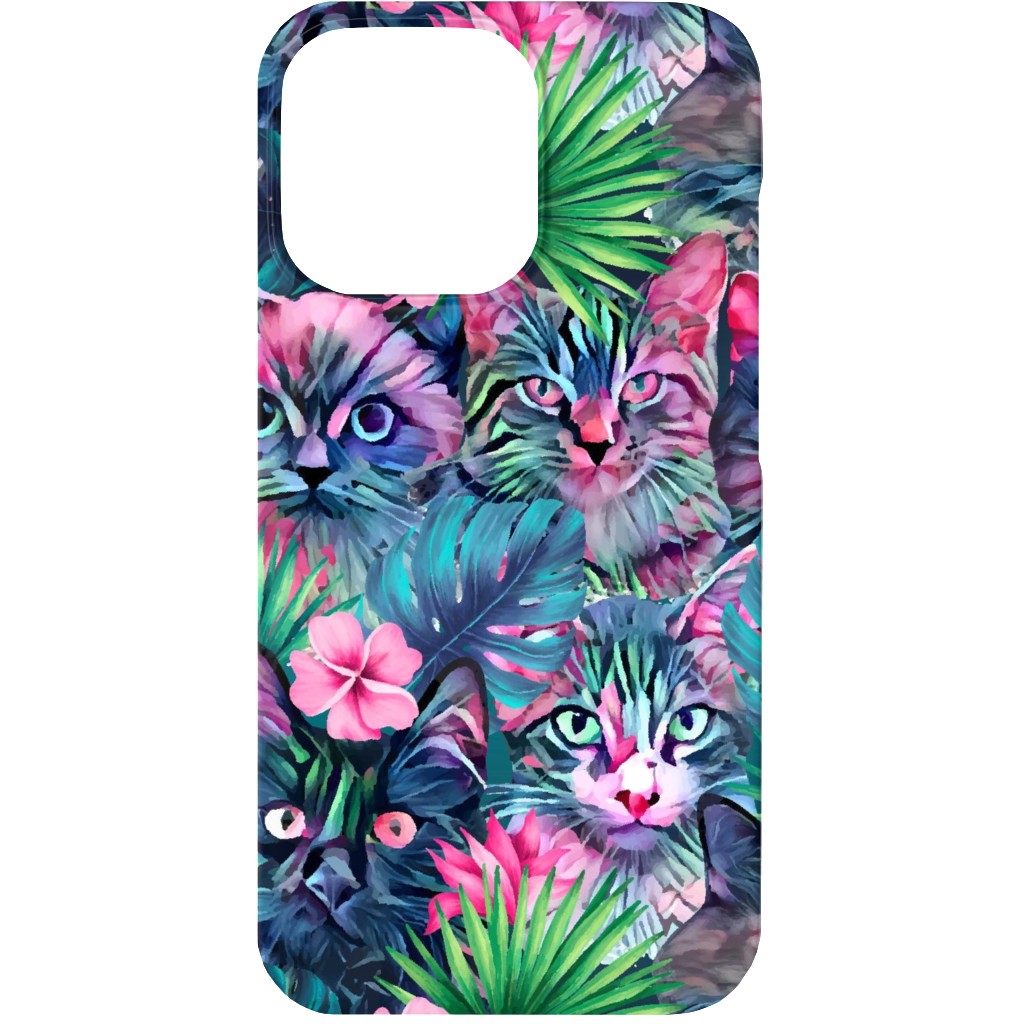 Summer Floral Cats - Multi Phone Case, Slim Case, Matte, iPhone 13, Multicolor