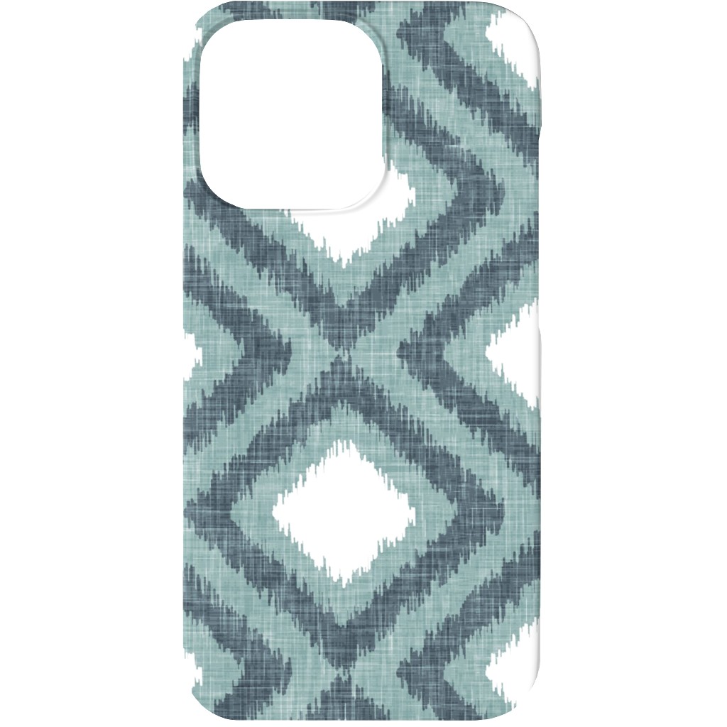 Ikat Diamonds - Dusty Blue Phone Case, Slim Case, Matte, iPhone 13, Blue, True Blue