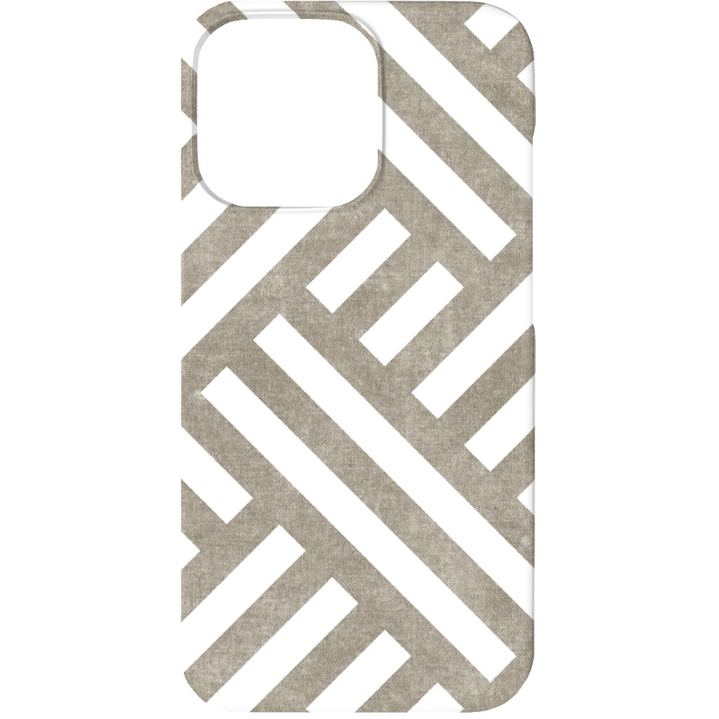 Farmhouse Weave Phone Case, Slim Case, Matte, iPhone 13, Gray, Cafe