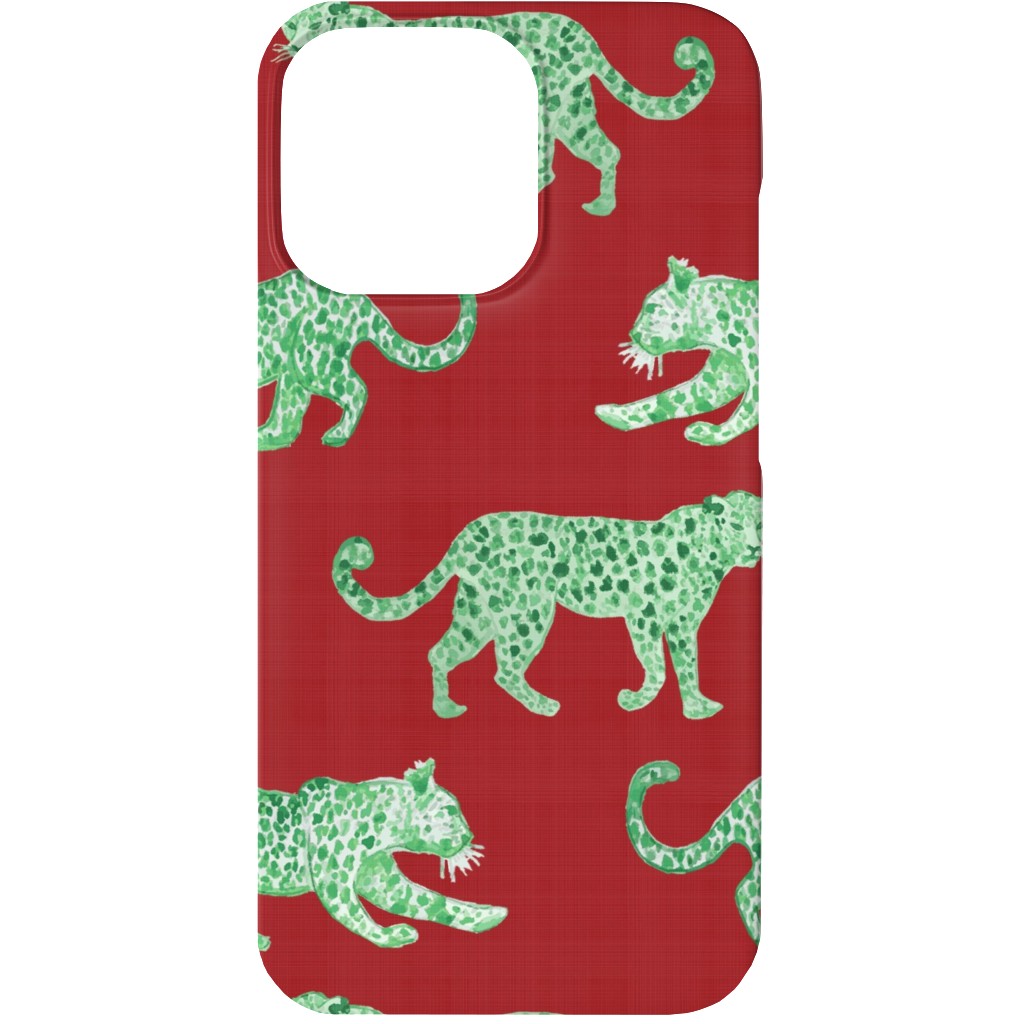 Leopard Parade Phone Case, Slim Case, Matte, iPhone 13, Red