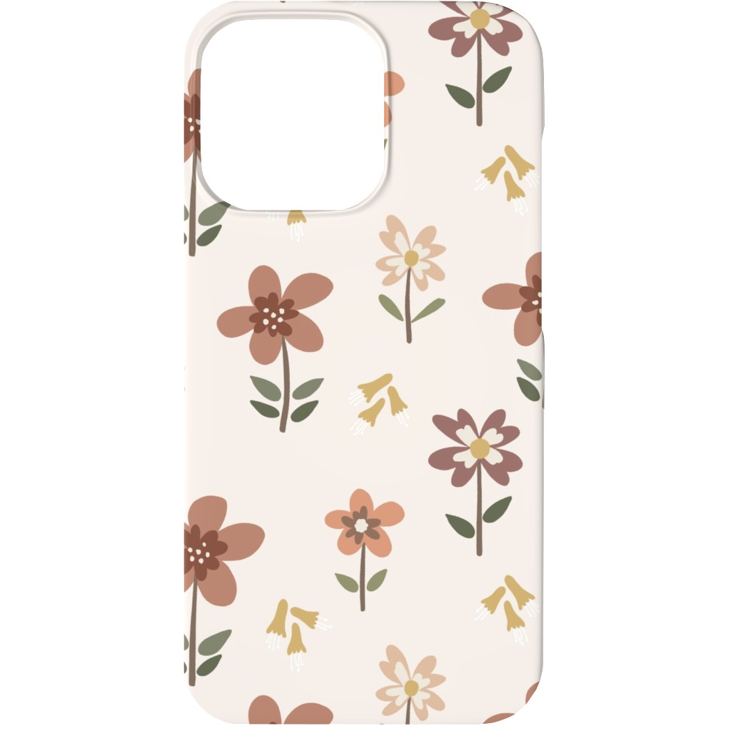 Cute Daisies & Foxgloves Floral - Earth Tones Phone Case, Slim Case, Matte, iPhone 13, Pink