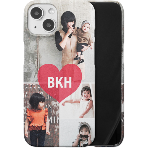 Heart Monogram iPhone Case, Slim Case, Matte, iPhone 14, Red, cherry