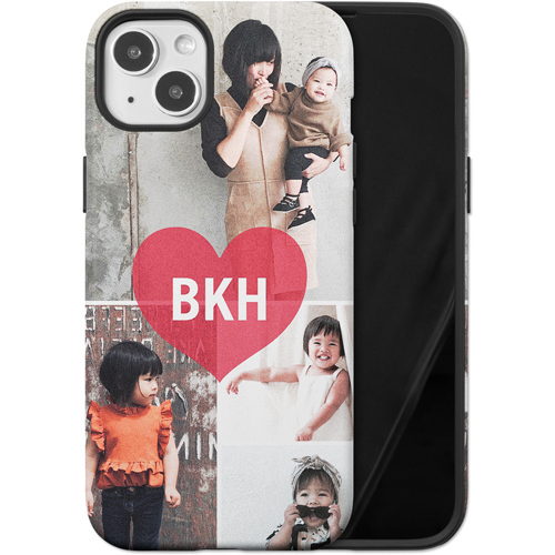 Heart Monogram iPhone Case, Silicone Liner Case, Matte, iPhone 14 Plus, Red