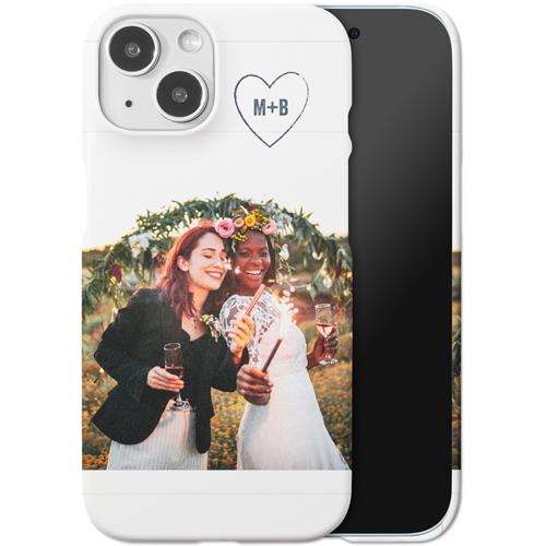 Together Initial Heart iPhone Case, Slim Case, Matte, iPhone 15, White, white